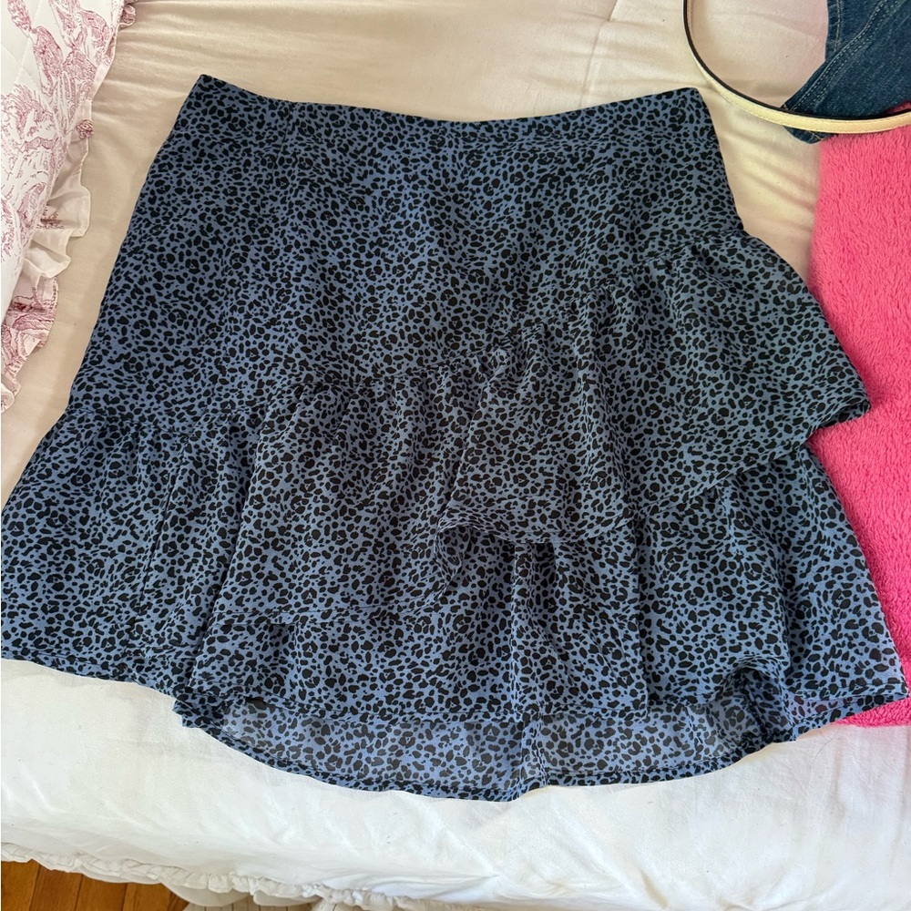 Dynamite Black and Gray Leopard Mini Skirt